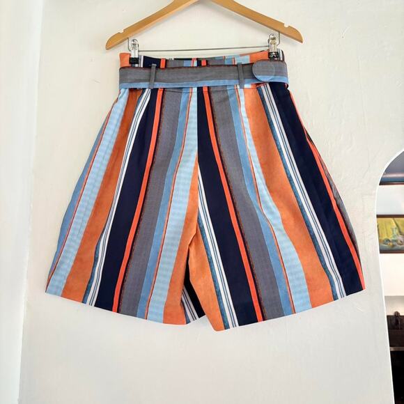 Akris Punto Blue & Orange Stripe Bermuda Shorts- Size 14 - Picture 2 of 7